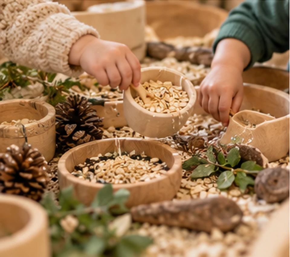 Illustrative sensory play with natural materials